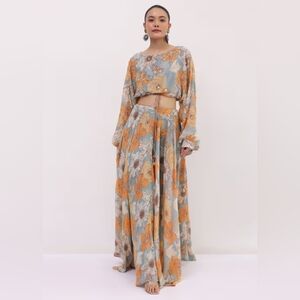 NWT Chiffon flower skirt set (lehenga and crop top)